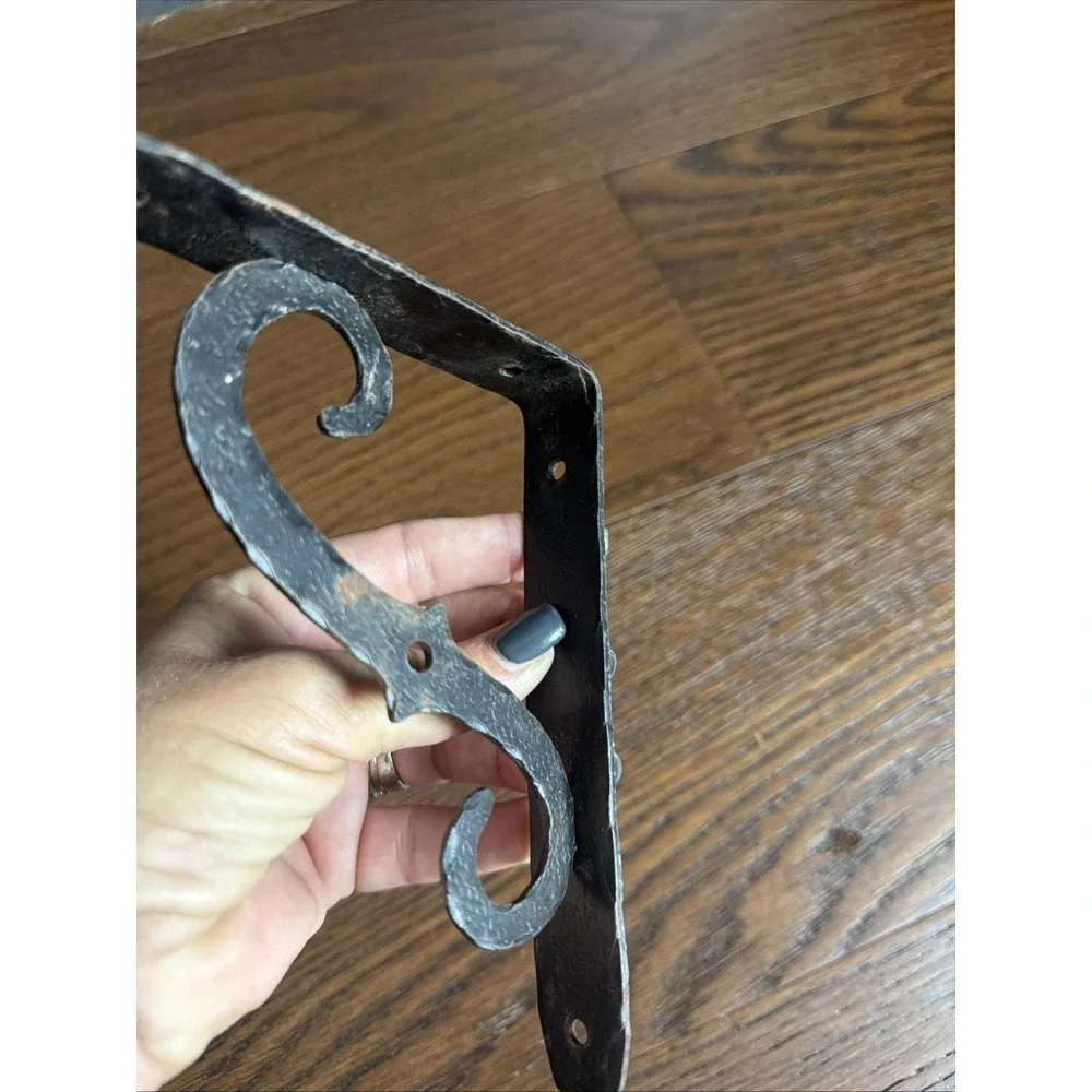 Italian Wrought Iron Wall Shelf Brackets Pair 6